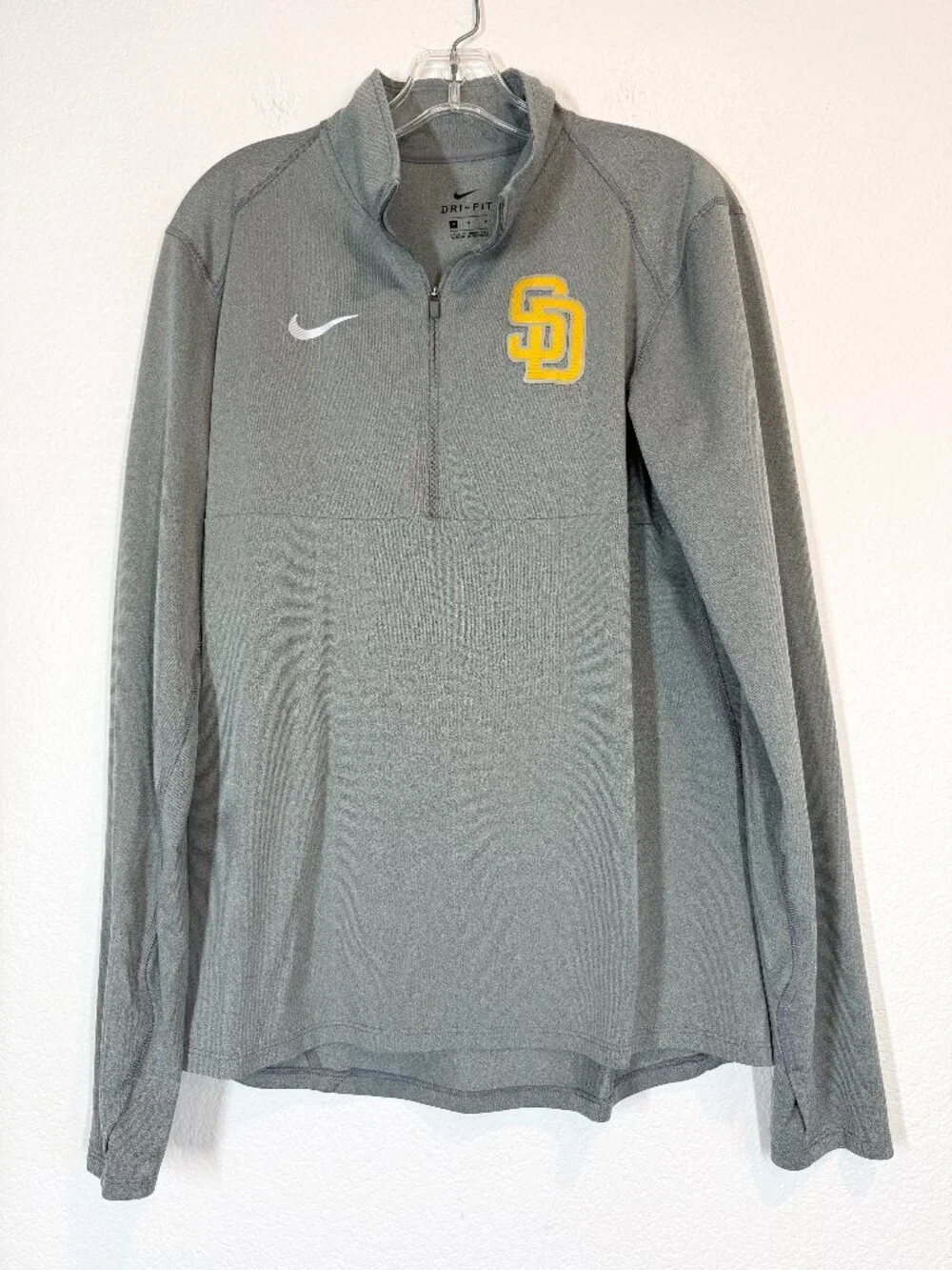 Nike San Diego Padres Pullover Jacket Gray Logo Performance Half Zip Medium